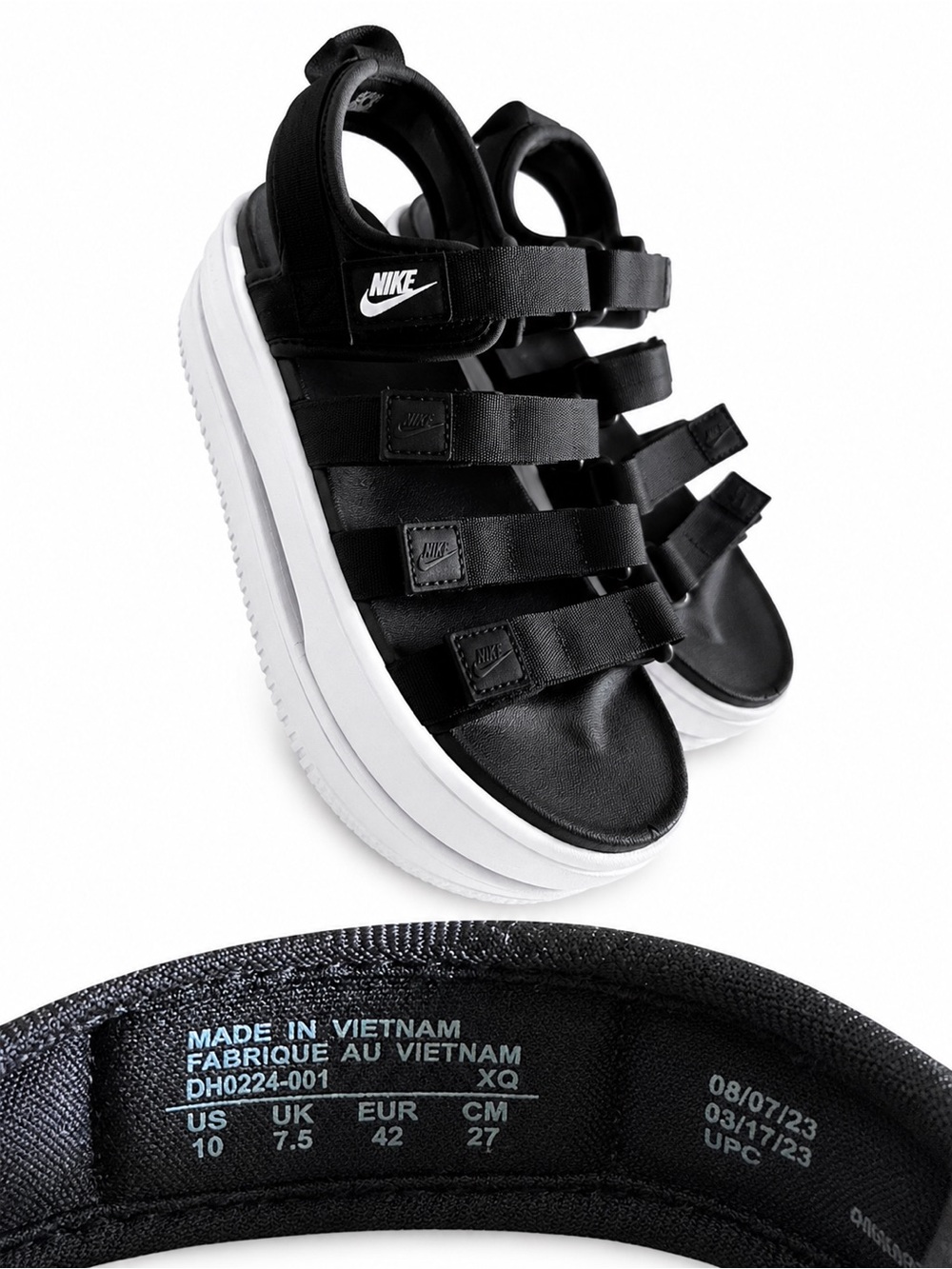Nike Black Multi-Strap Platform Sandals